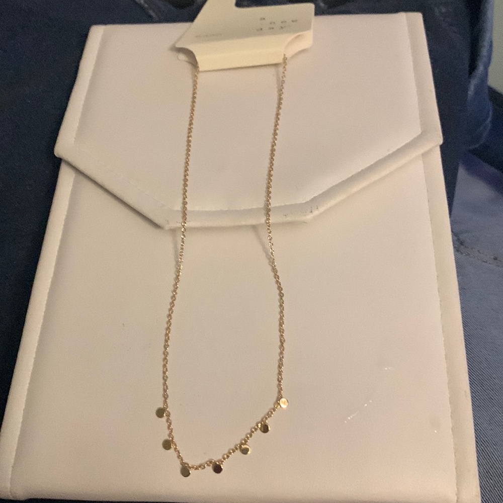 NWT gold circular disk coin necklace dainty beautiful necklace